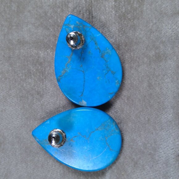 DAMA stamp on post cover Turquoise earrings Vintage Teardrop Earrings - Picture 2 of 5
